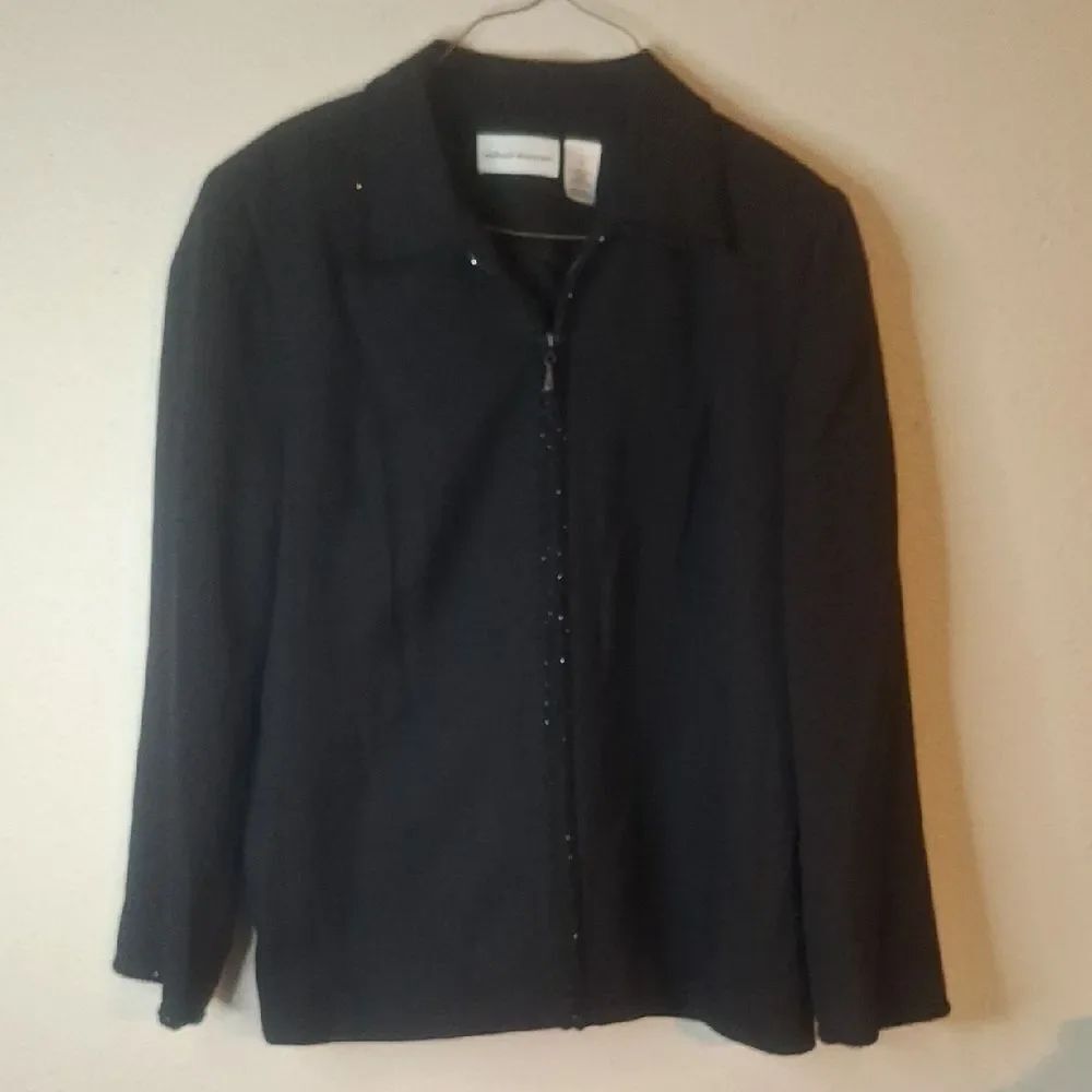 Alfred Dunner Black Zip-Up Jacketโsize 12